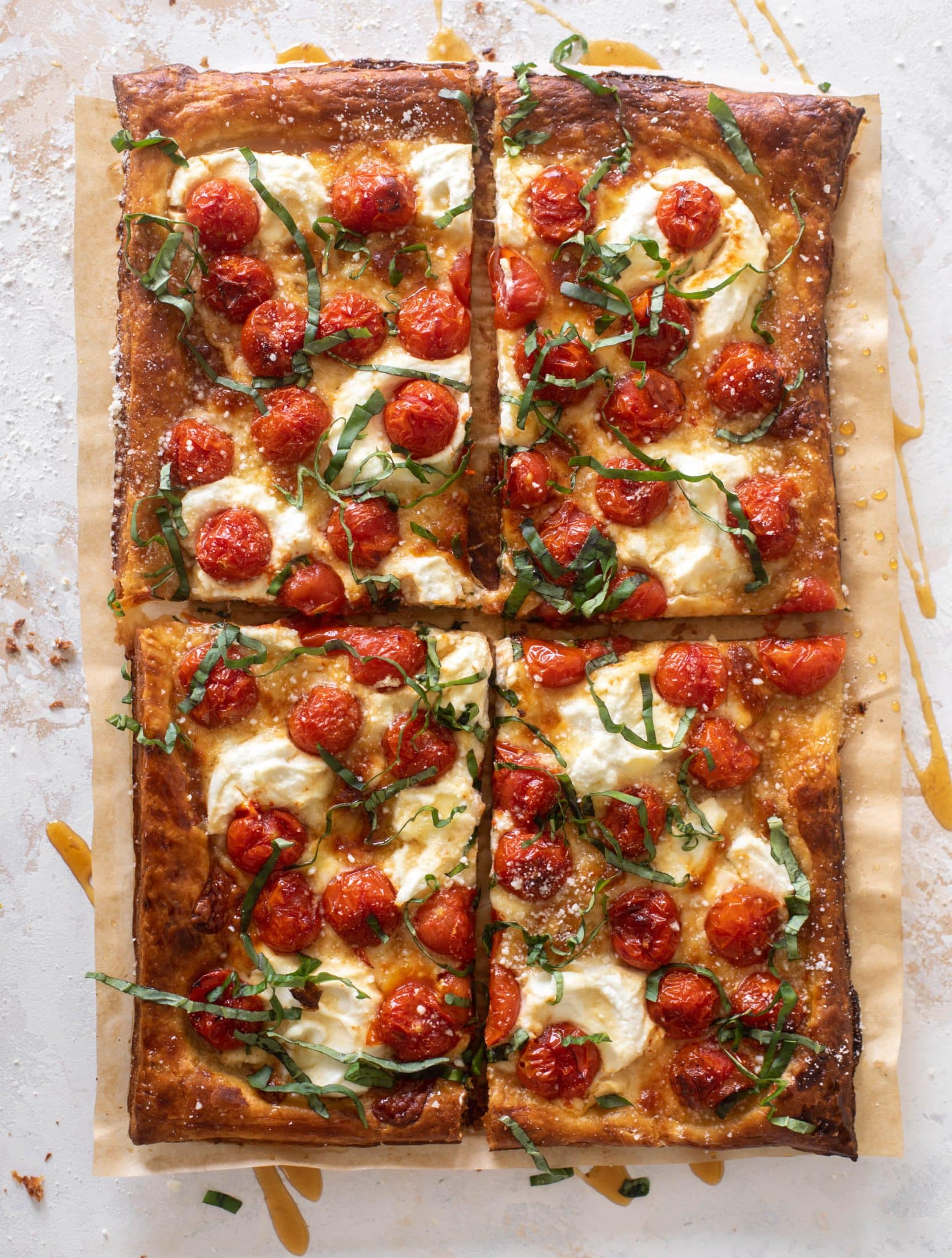 Tarte à la Ricotta, Tomates et Miel Épicé